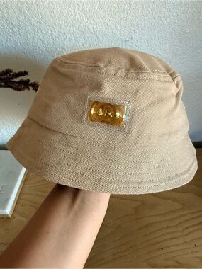 Unbranded Tan Bucket Hat with Gold Accent